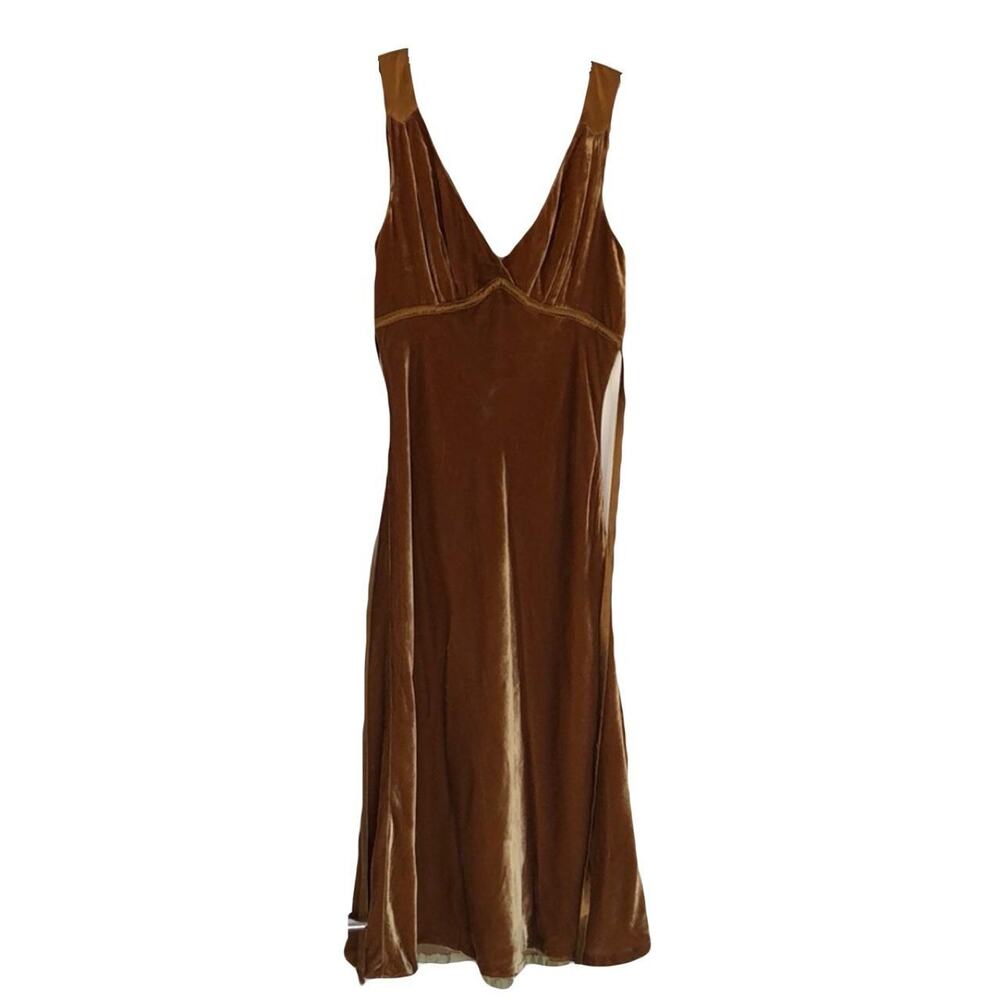 Vintage 90s Gold Velvet Bias Cut Dress